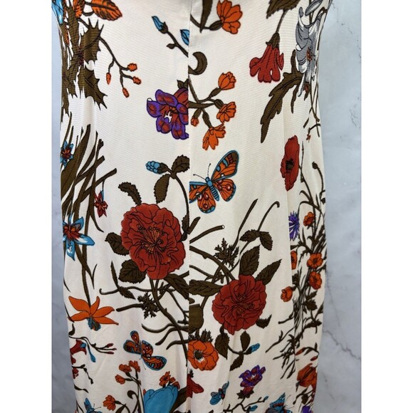 Vintage 60s Butterfly Shift Dress SZ M Red Floral Psychedelic Ruffled 1960s - Picture 15 of 16